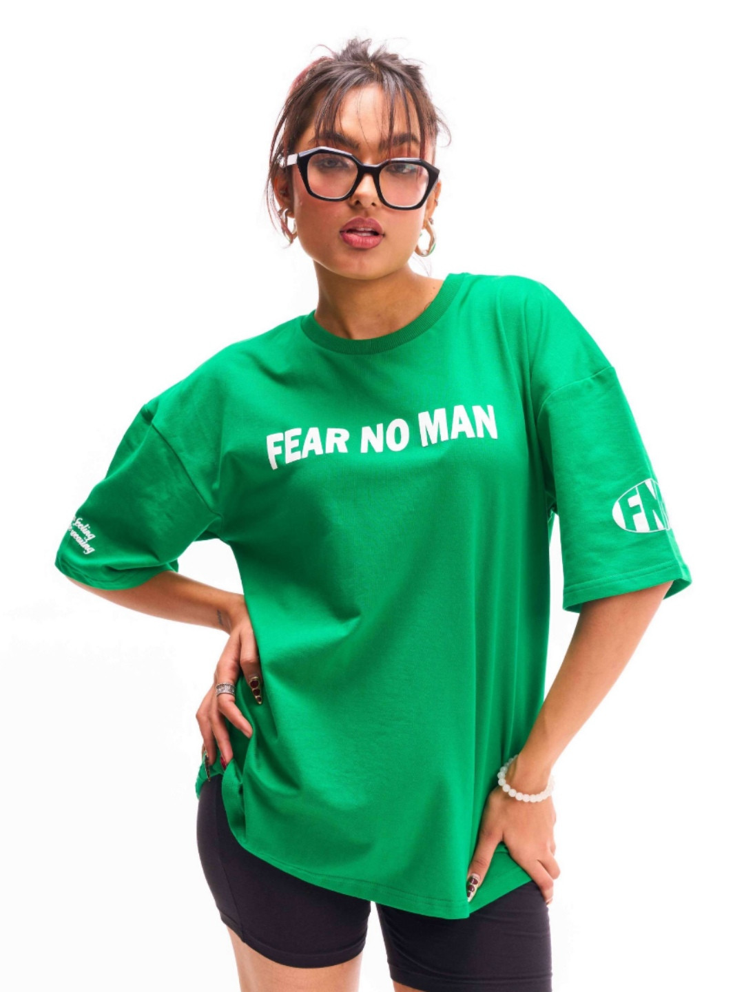Fear No Man Unisex Moisture Wicking Typography Printed Round Neck Cotton Oversized T-shirt
