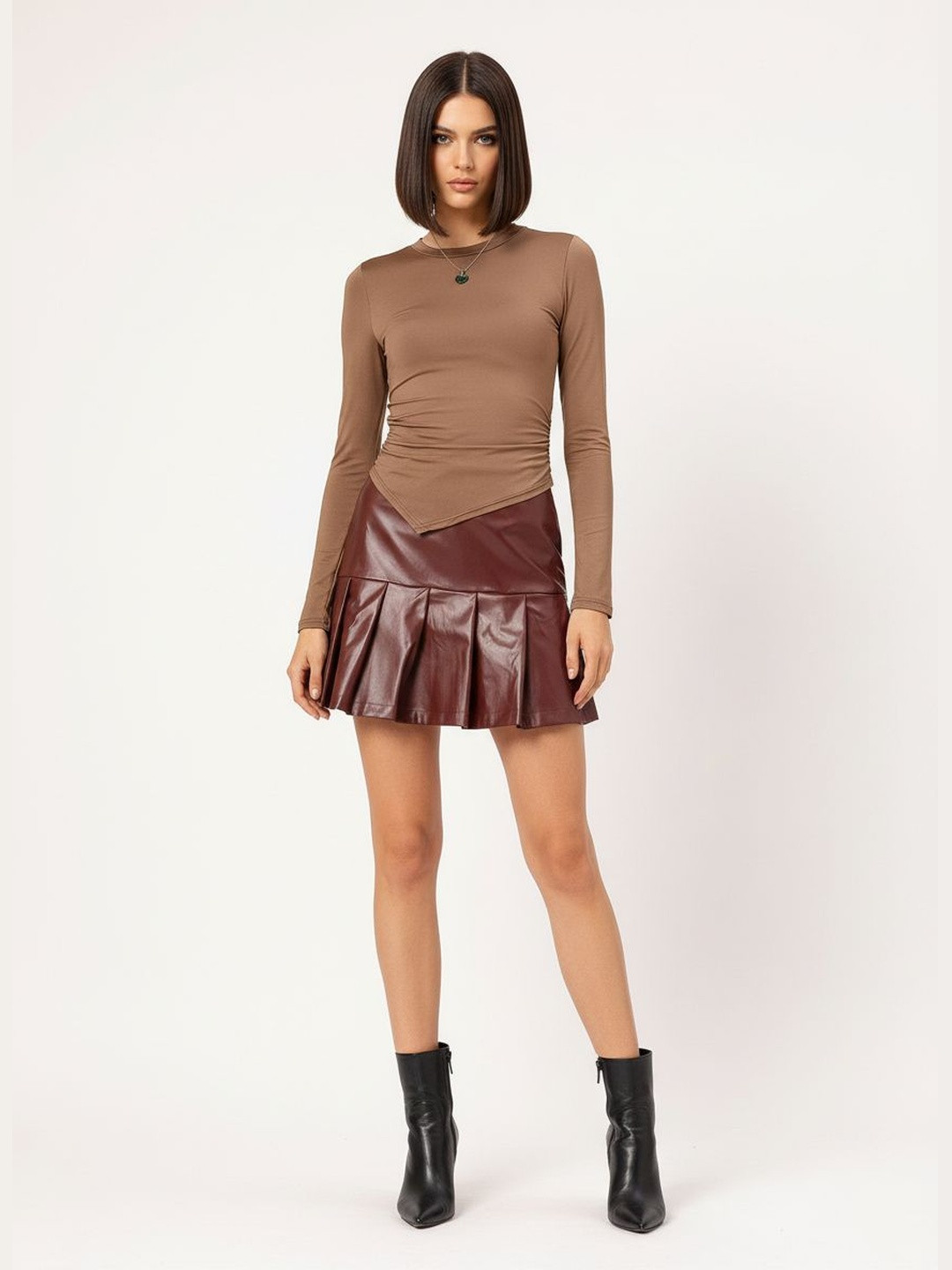 DressBerry Minimalist Muse Asymmetric Hem Ruched Top