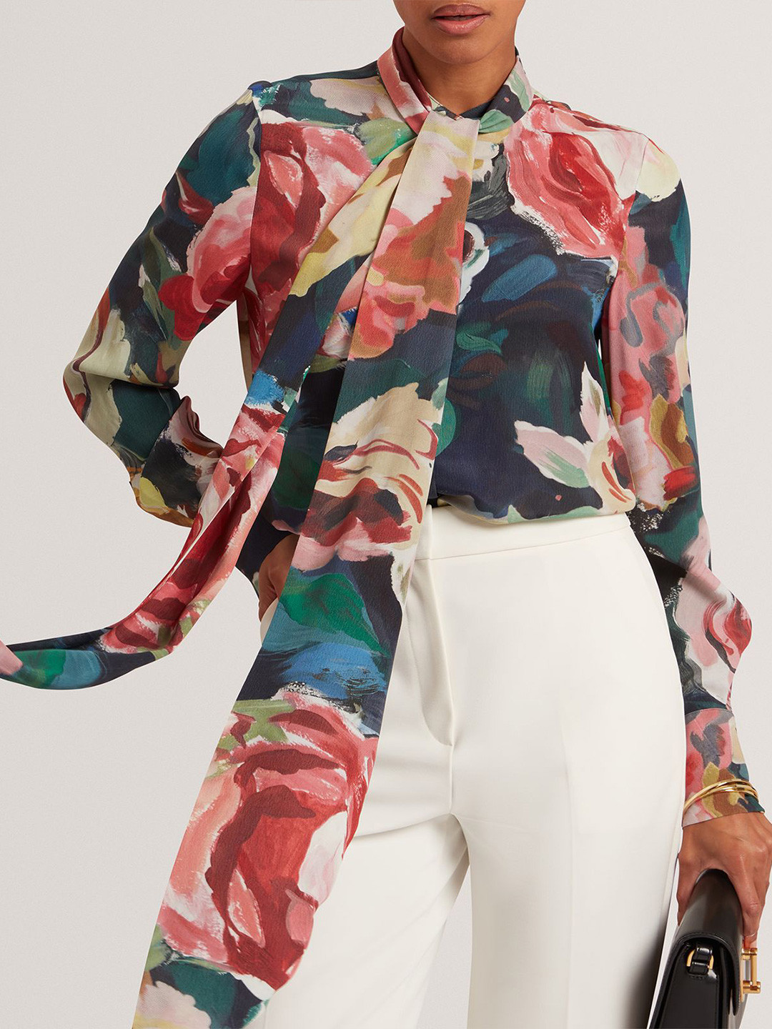 Ted Baker Women Floral Printed Band Collar Cotton Casual Shirt