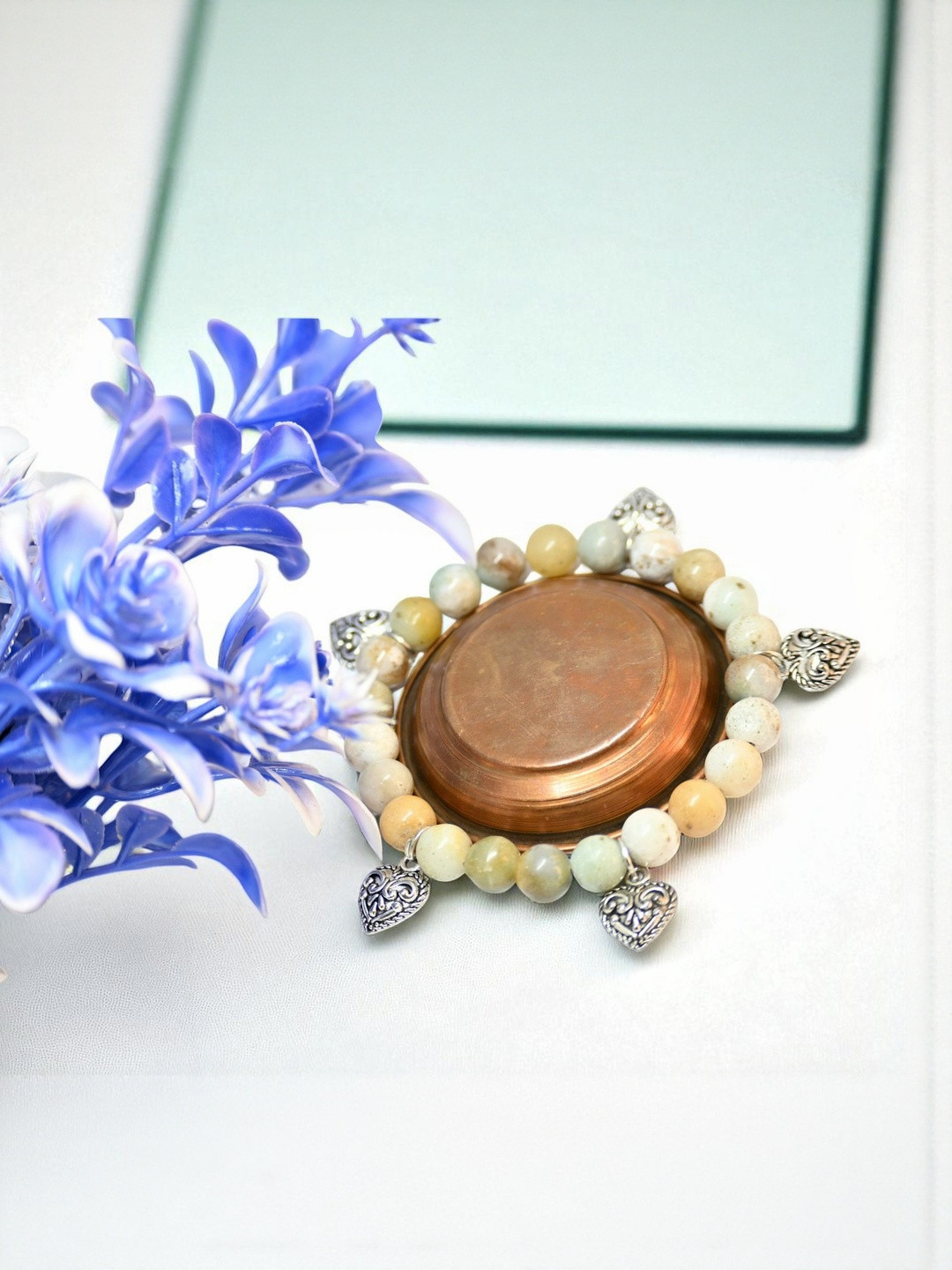 Gems Guru Unisex Amazonite Beaded Elasticated Bracelet