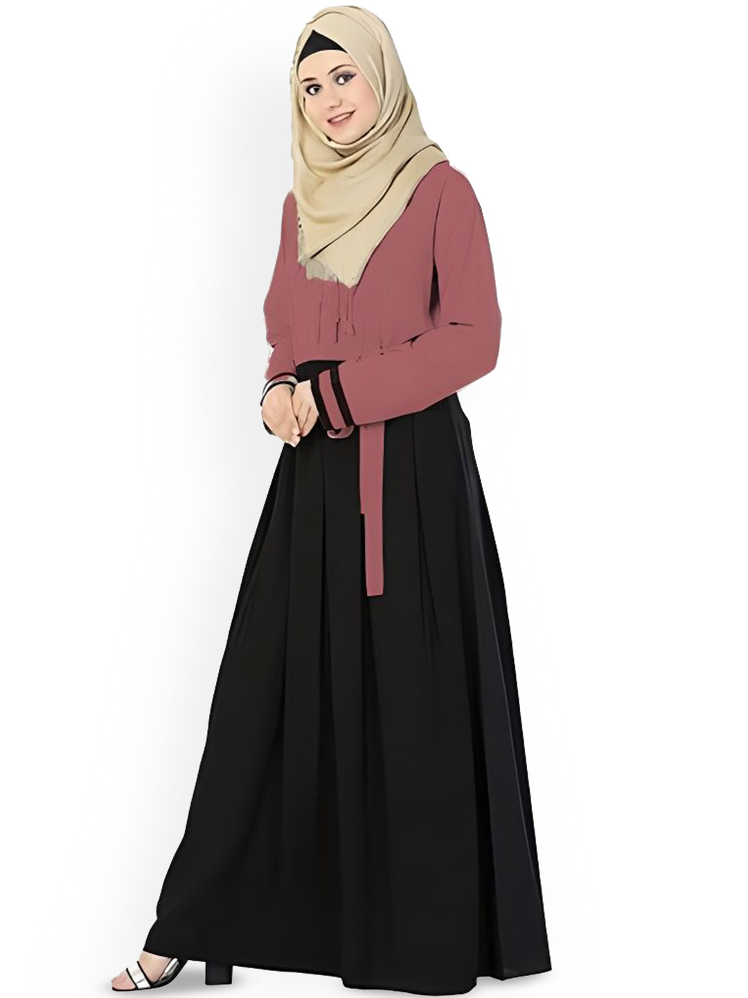 MOMIN LIBAS Women Colourblocked Belt Abaya Burqa