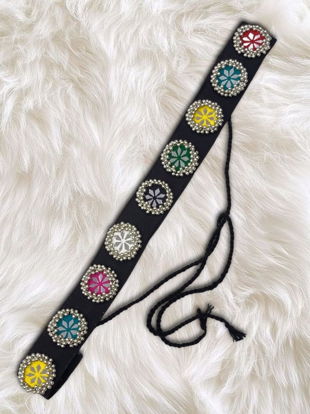 Niddleman Women Embellished Belt with Mirror Work