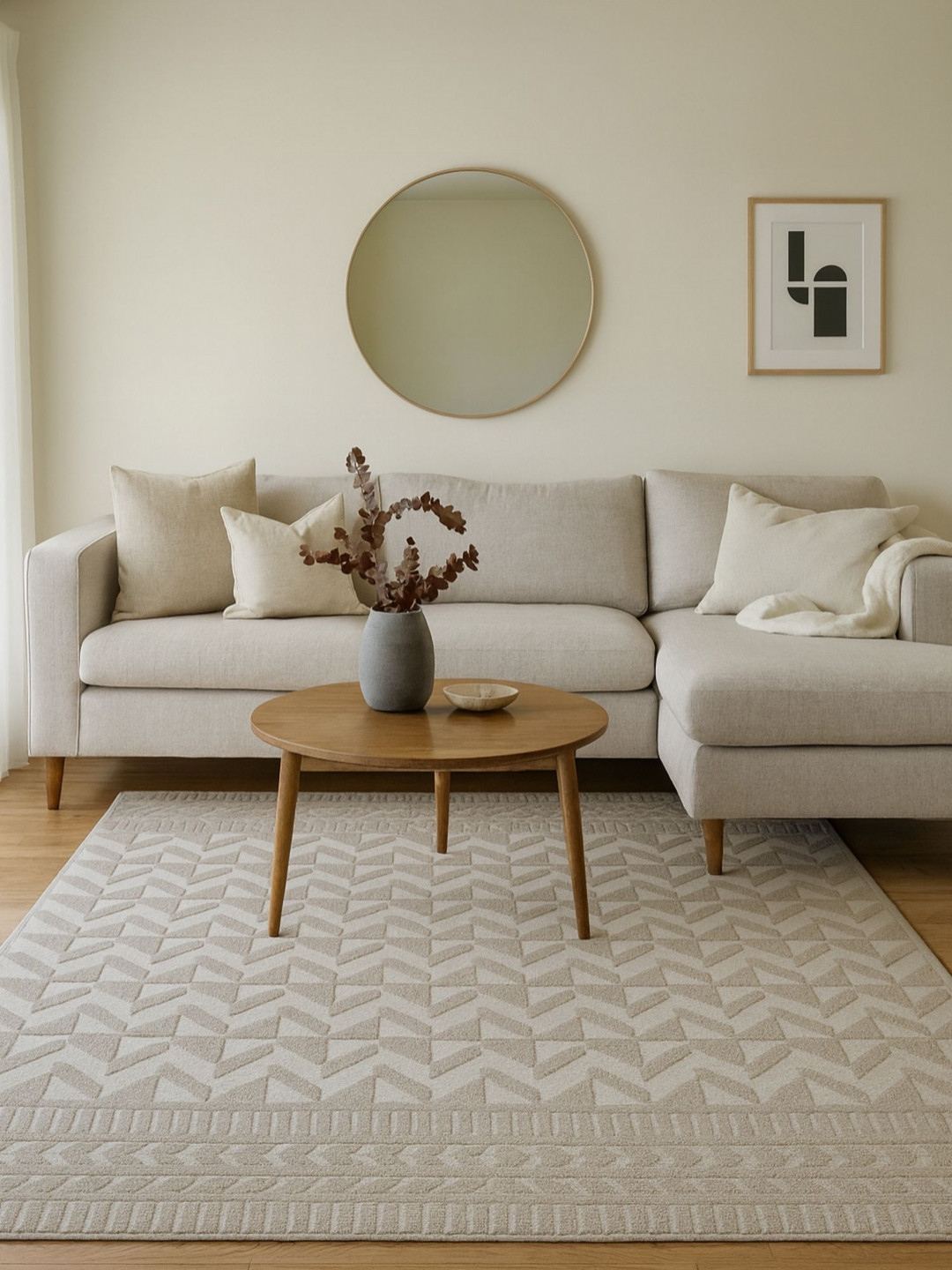 OBSESSIONS Beige Abstract Anti-Skid Heavy - Shaggy Carpet