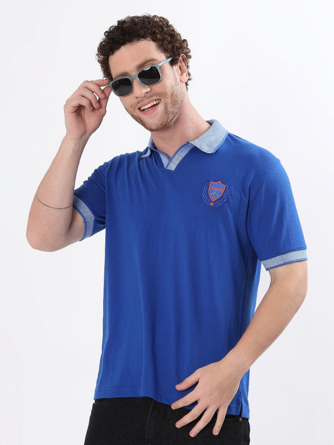 ALAKH HUB Men Brand Logo Printed Polo Collar Cotton T-shirt