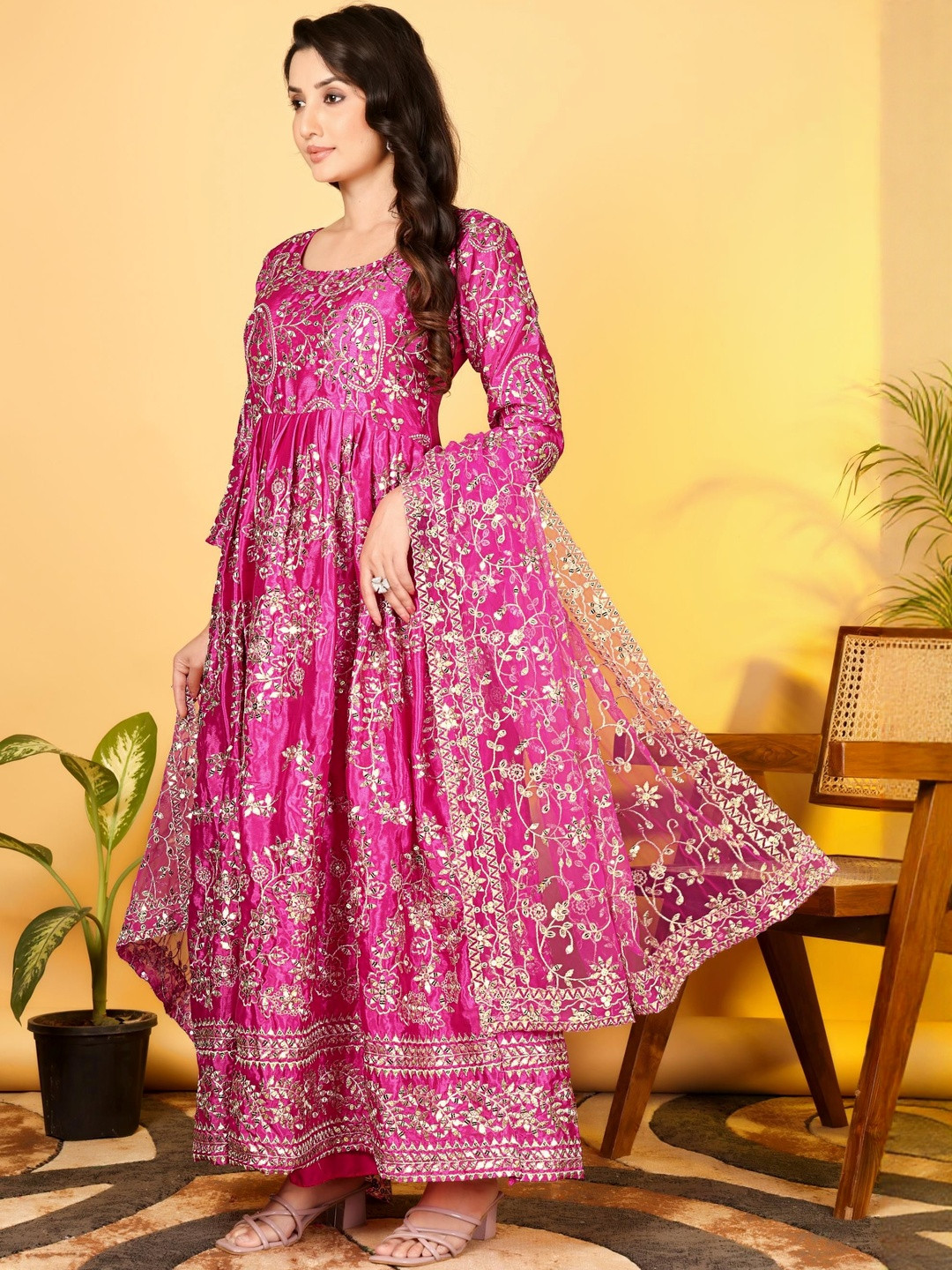 Vanshaft Collection Women Ethnic Motifs Panelled Kurta with Trousers & With Dupatta