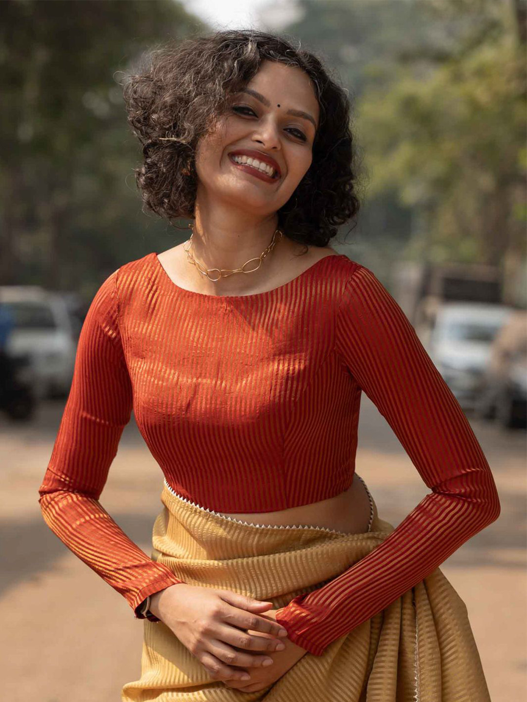 Suta Red Habotai Blouse