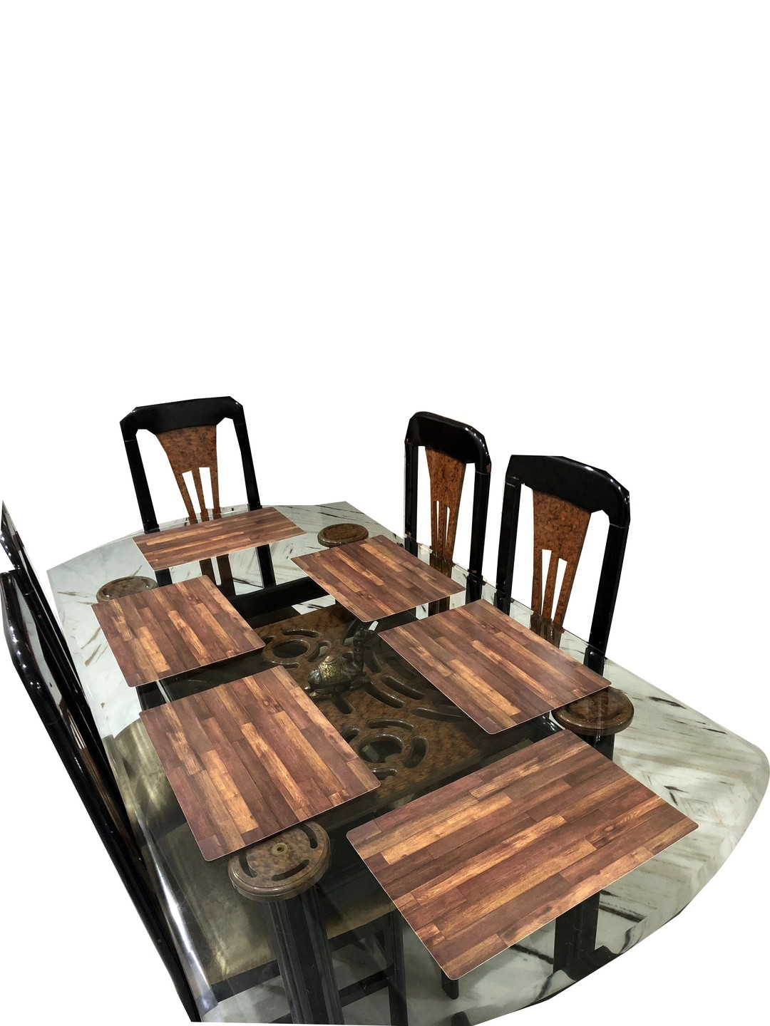 LaVichitra  Rectangular Pack of 6 Brown PVC Table Placemat