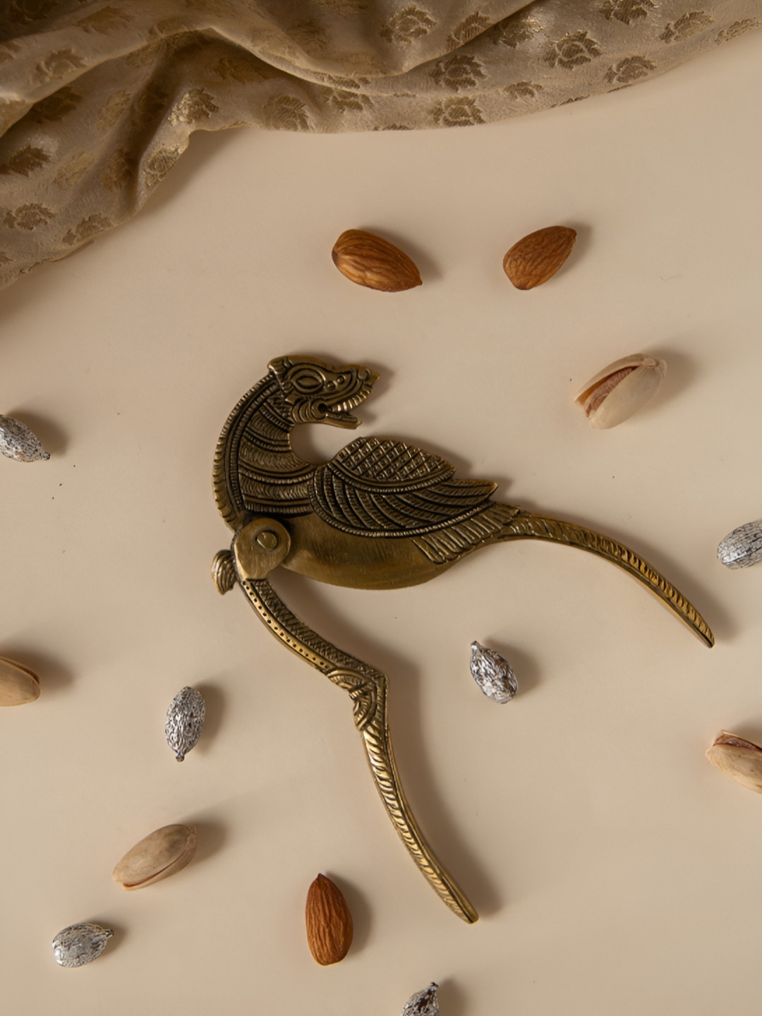 Imli Street Gold-Toned And Black Peacock Design Nut Cutter Sarota