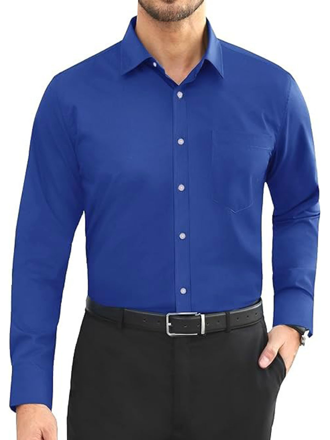 CB-COLEBROOK Men Solid Spread Collar Cotton Formal Shirt
