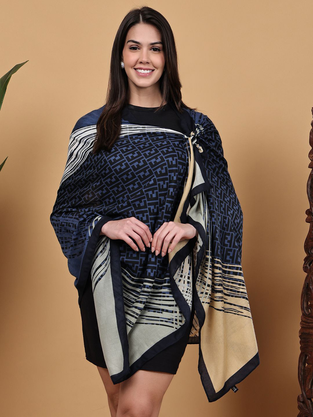 LOOM LEGACY Women Printed Stole with Taping Border