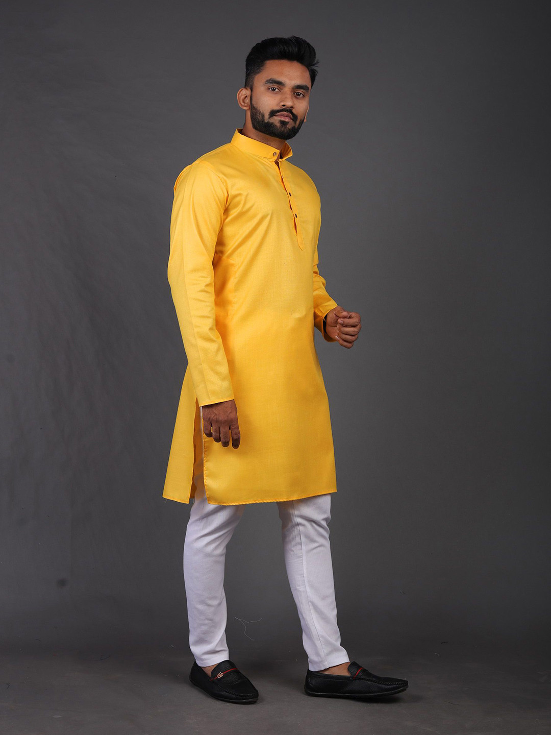 ARZU FASHION Men Mandarin Collar Long Sleeves Straight Kurta