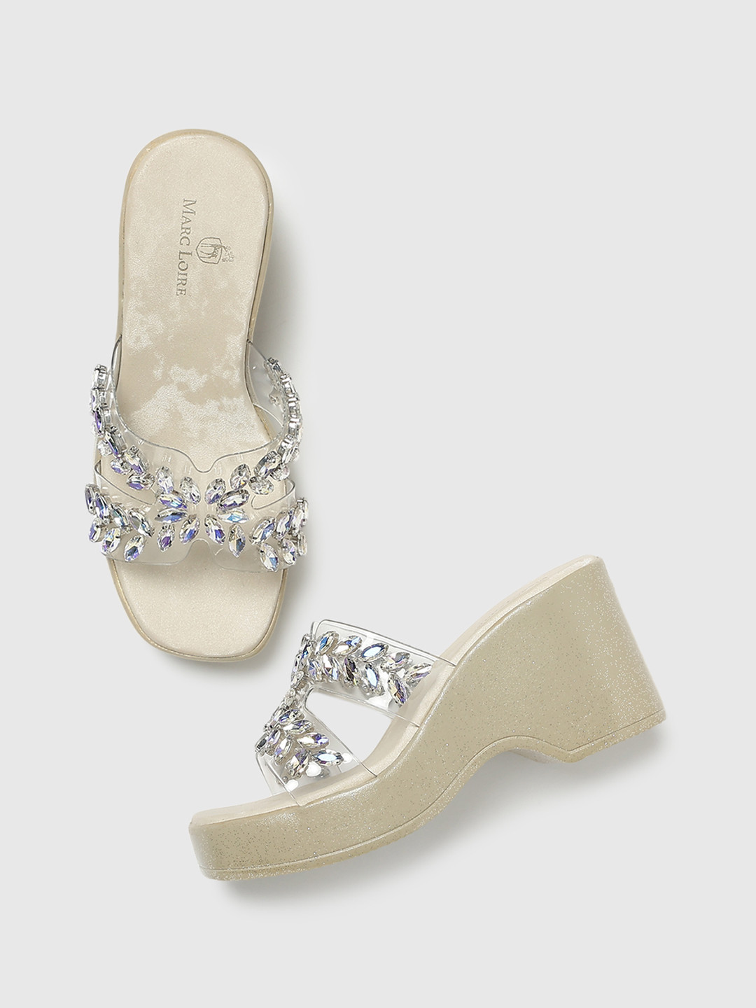 Marc Loire Women Embellished Open Back Wedge Heels