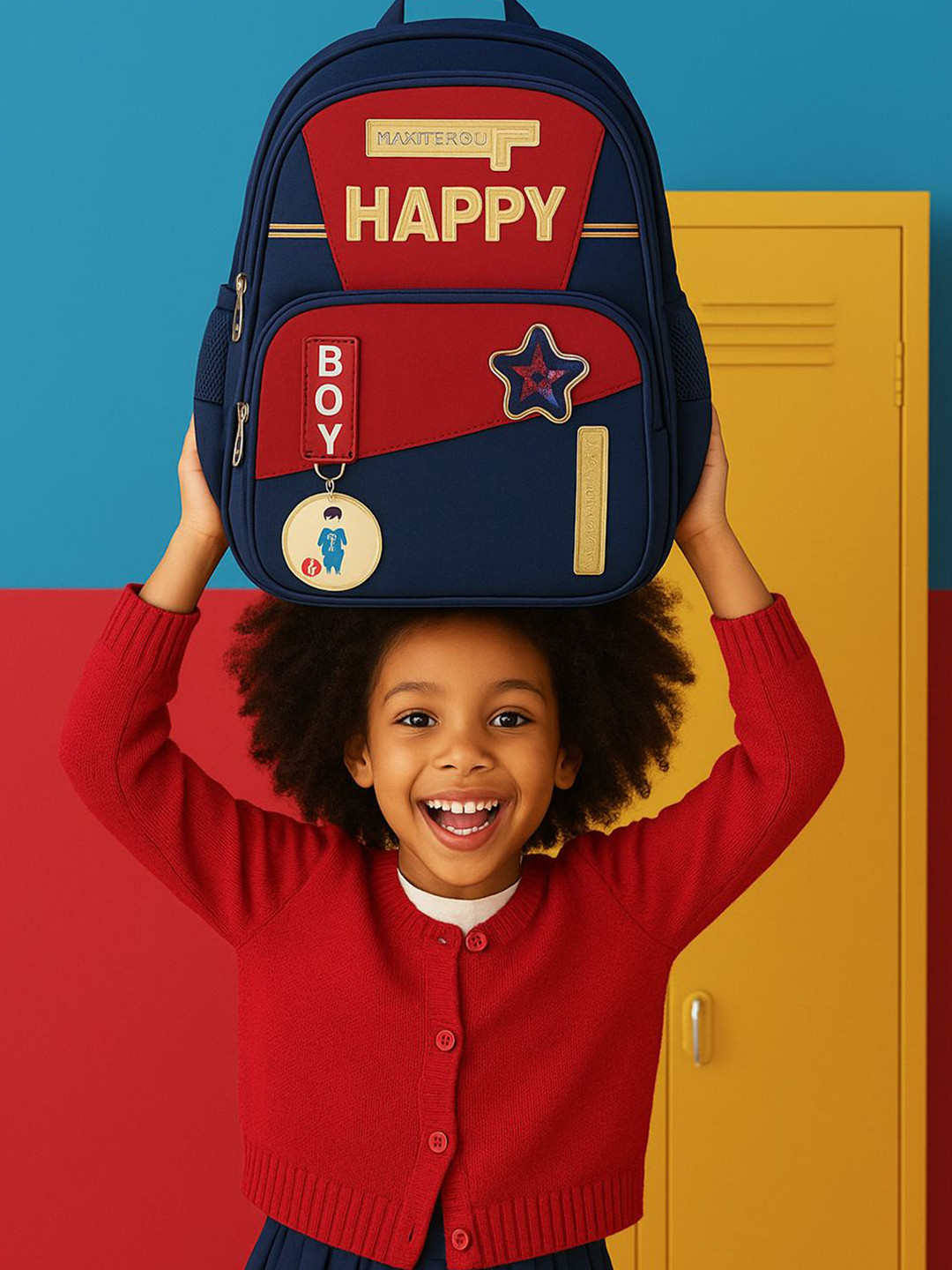 SAGEWARE Kids Typography Printed Zip Pocket School Backpack