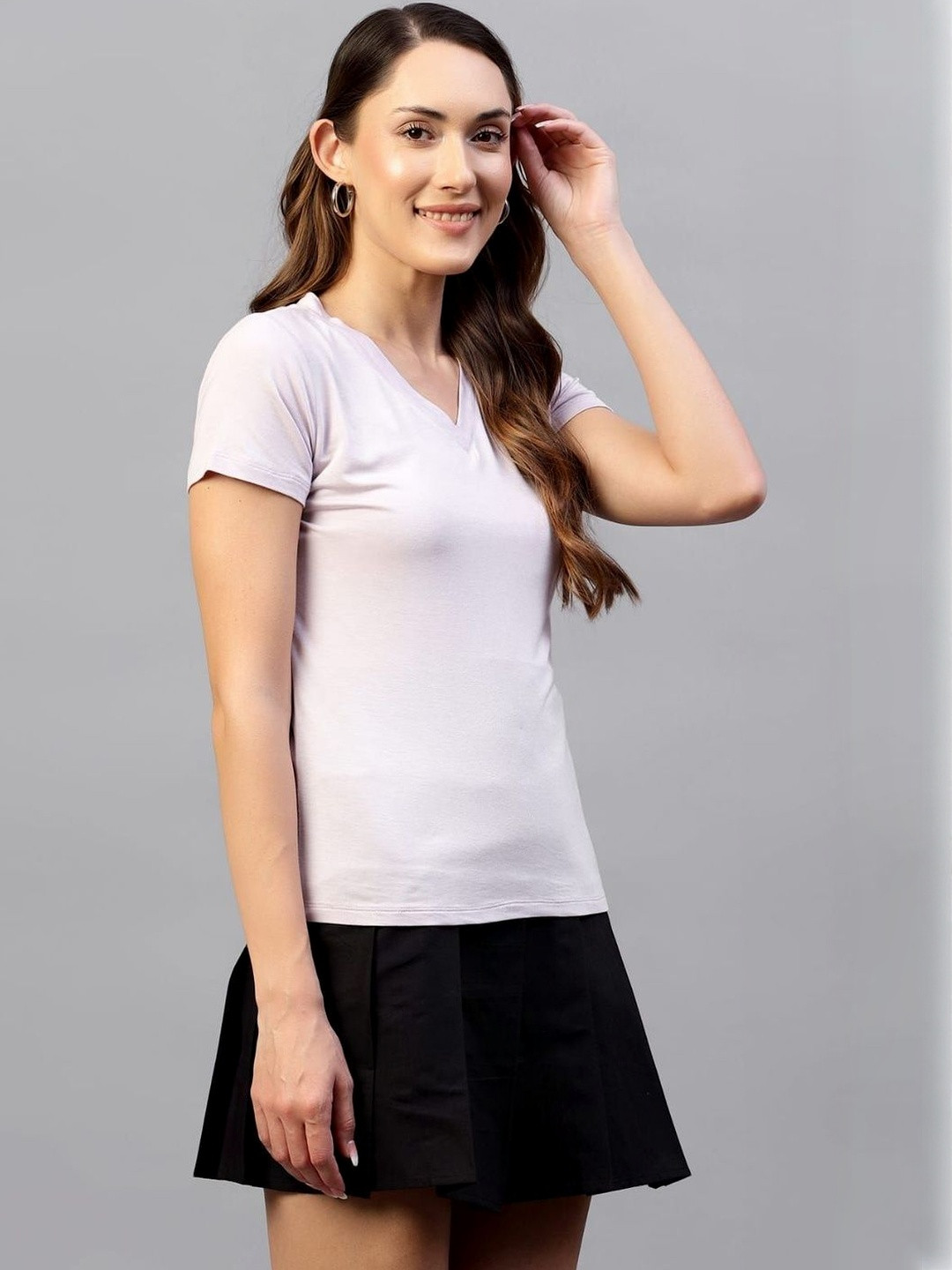Fabricmode Women V-Neck Short Sleeves Top