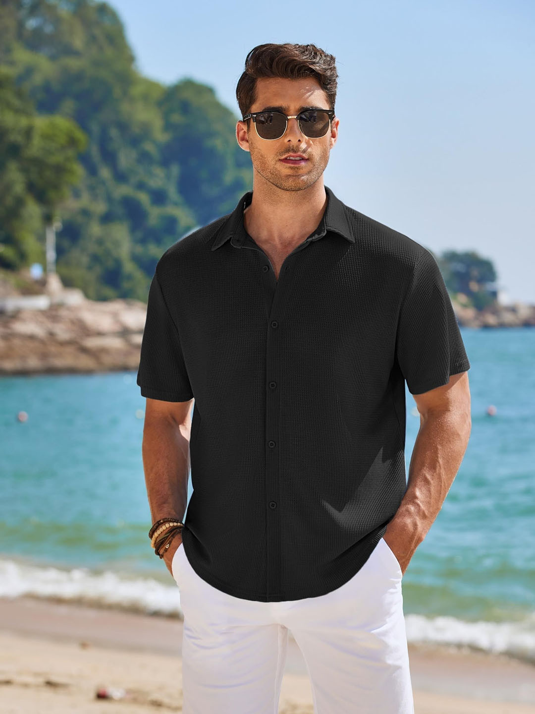 CB-COLEBROOK Men Solid Spread Collar Casual Shirt