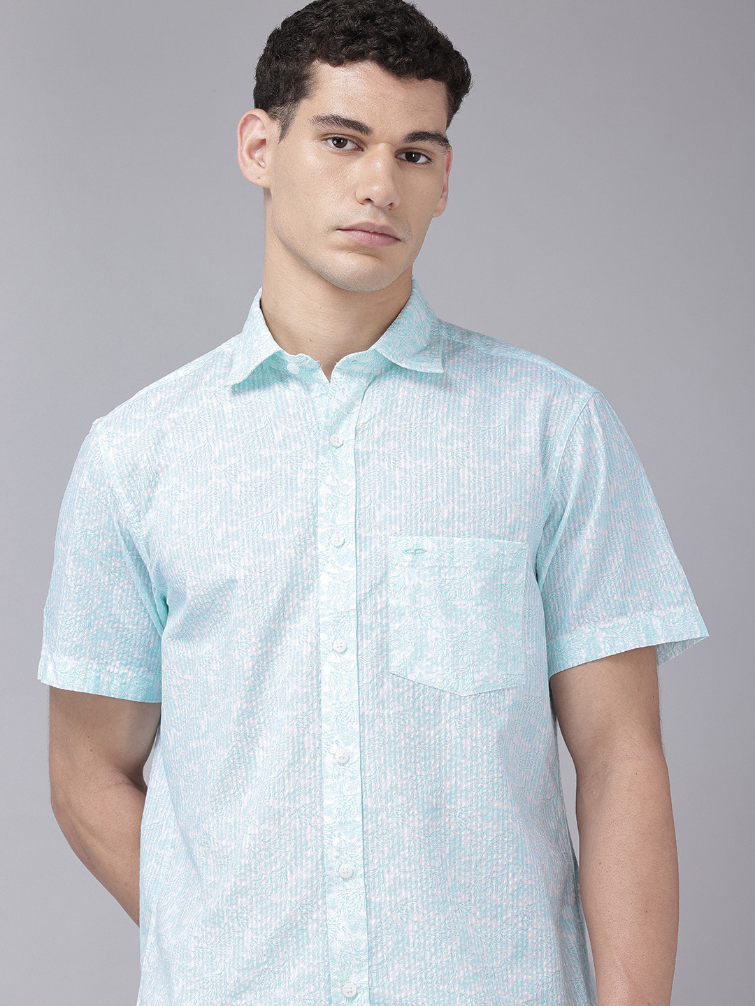 ColorPlus Tropical Printed Seersucker Pure Cotton Casual Shirt