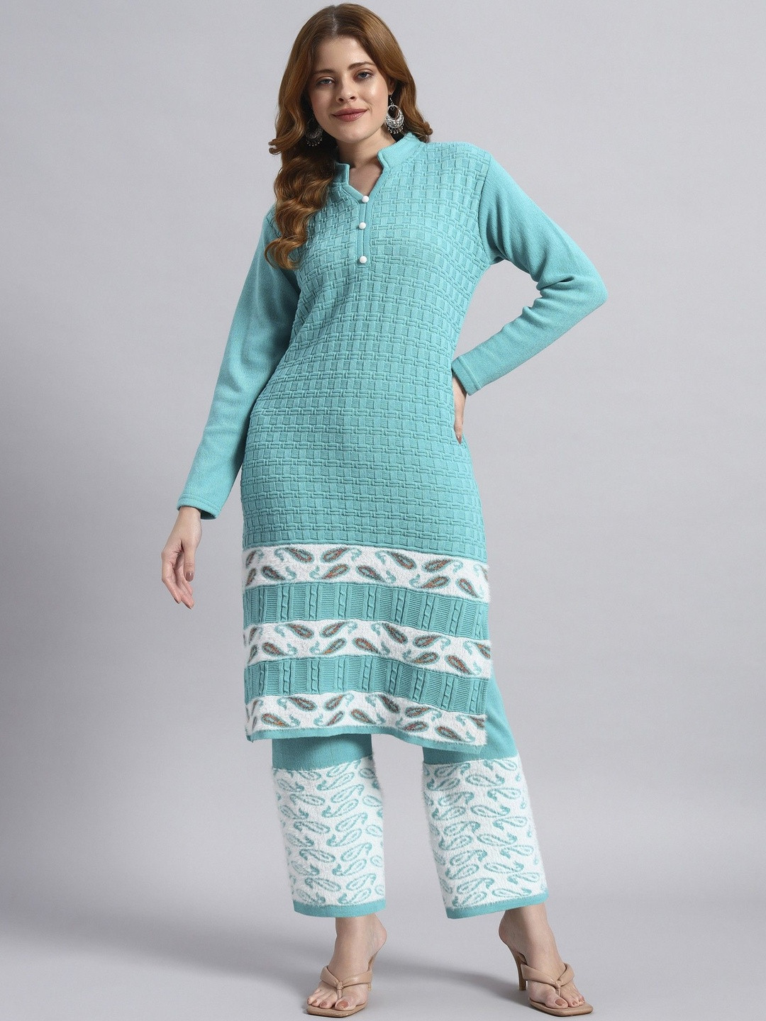 ZEPPI Women Wool Blend Kurta and Palazzo Clothing Set