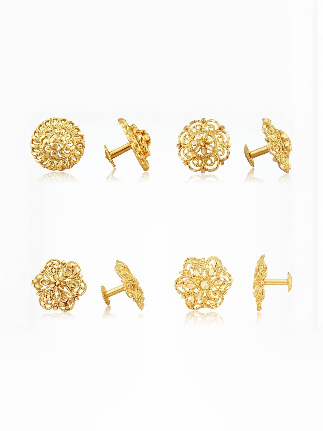 VIVASTRI Pack Of 4 Women Gold-Plated Circular Post and Back Studs Earrings