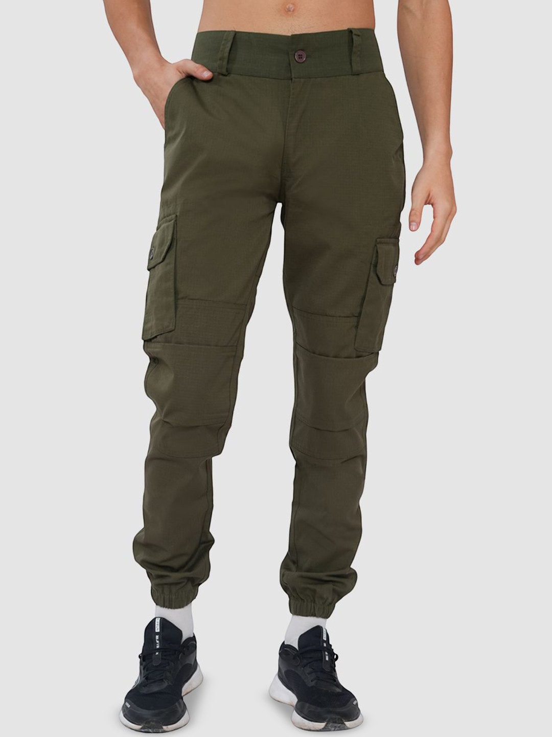 Bonjour Men Cotton Jogger Mid-Rise Cargo Trousers