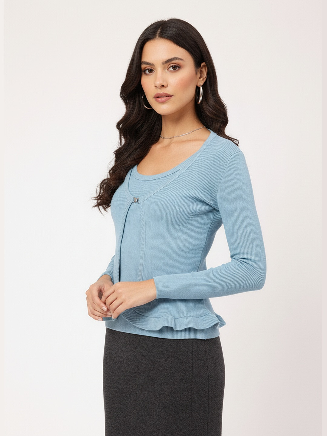 DressBerry Lush Layers Ribbed Ruffled Top with Tank