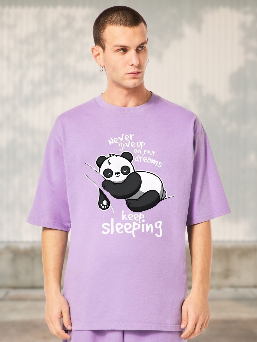 Cool Plus Sleeping Panda Graphic Printed Oversized T-shirt