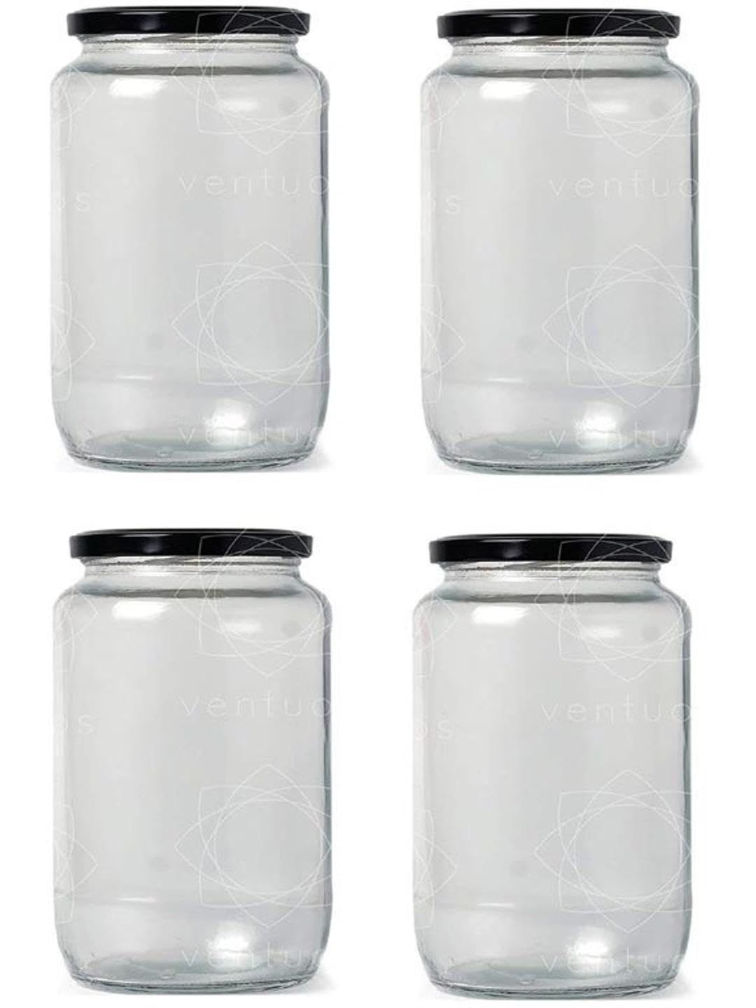 1ST TIME Set of 4 Transparent Glass Jar Stylish Jar & Container