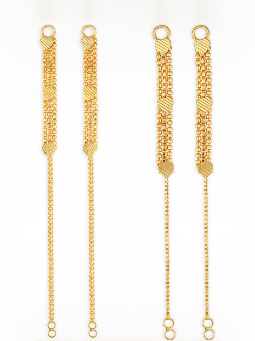 VIVASTRI Set of 2 Women Gold-Plated Classic Temple Ear Chain