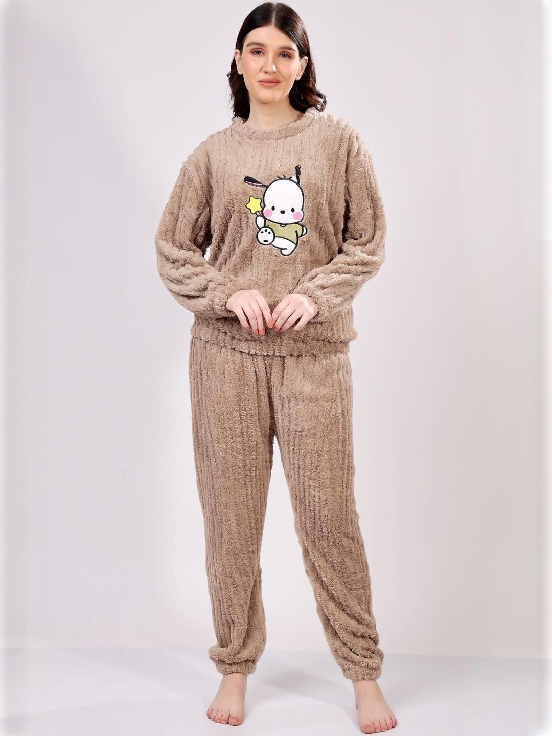 Stem Rope Women Self Design Top & Pyjama Night suits