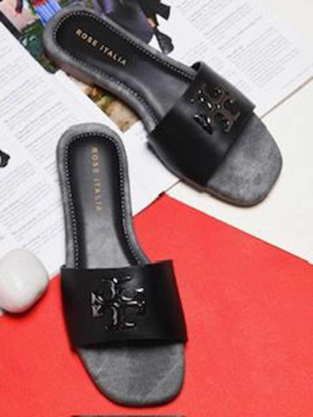ROSE ITALIA Women Open Toe Flats with Buckle