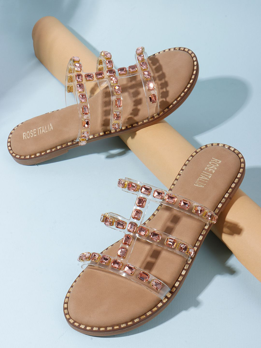 ROSE ITALIA Women Textured Ethnic Open Toe Flats