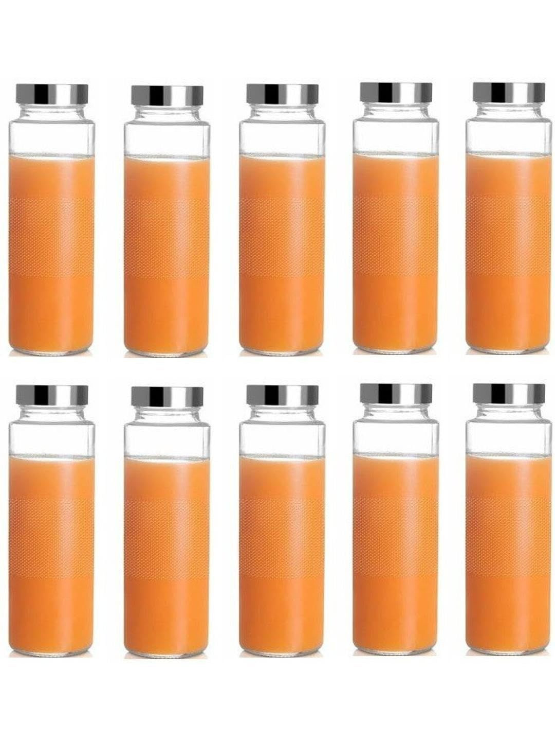 1ST TIME Set Of 10 Transparent Textured Glass Freezer Safe Water Bottle