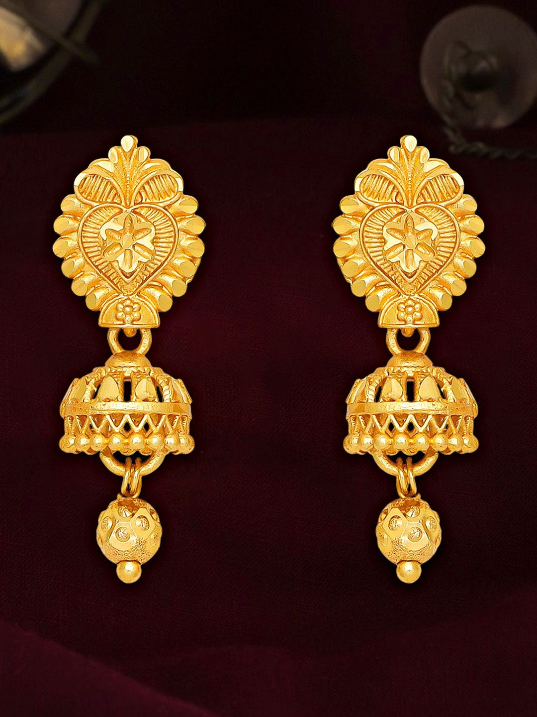 Raj And Deb Women Gold-Plated Tradtional Geometric Drop Earrings