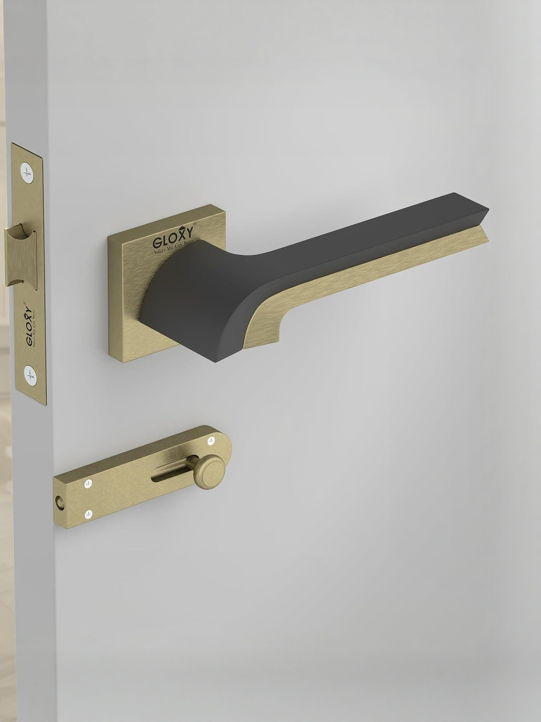 GLOXY Brown Stainless Steel Black & Antique Finish Door Lock Pull Handle Set