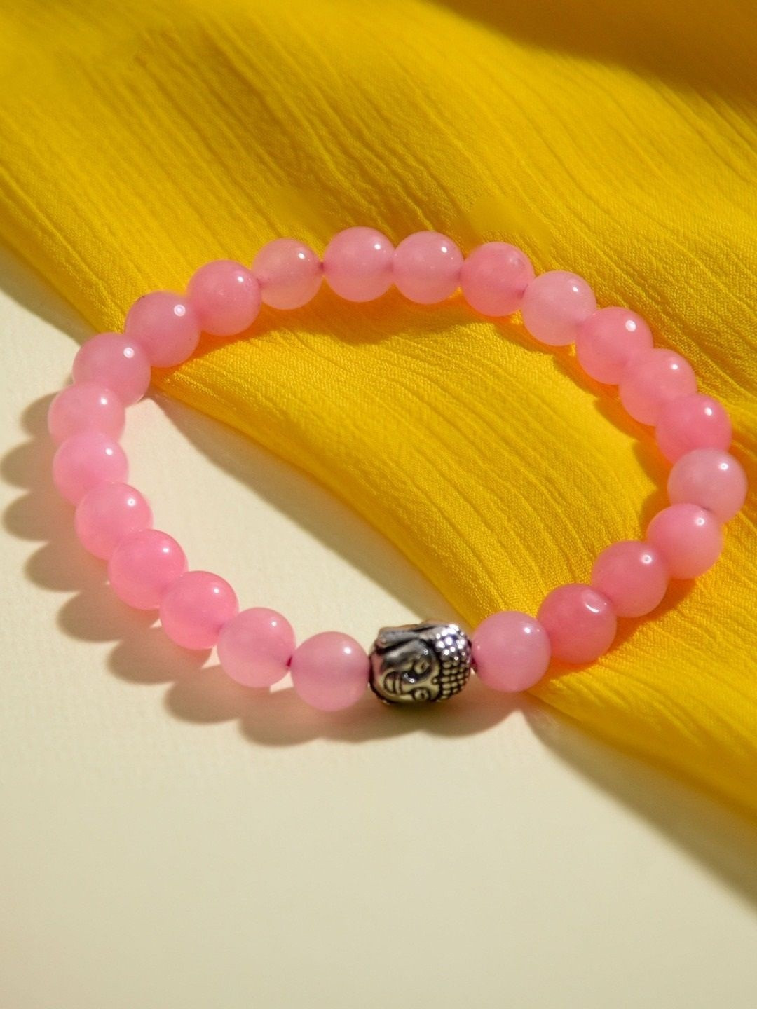 SENROAR  Pink Fabric Crystals Elasticated Bracelet