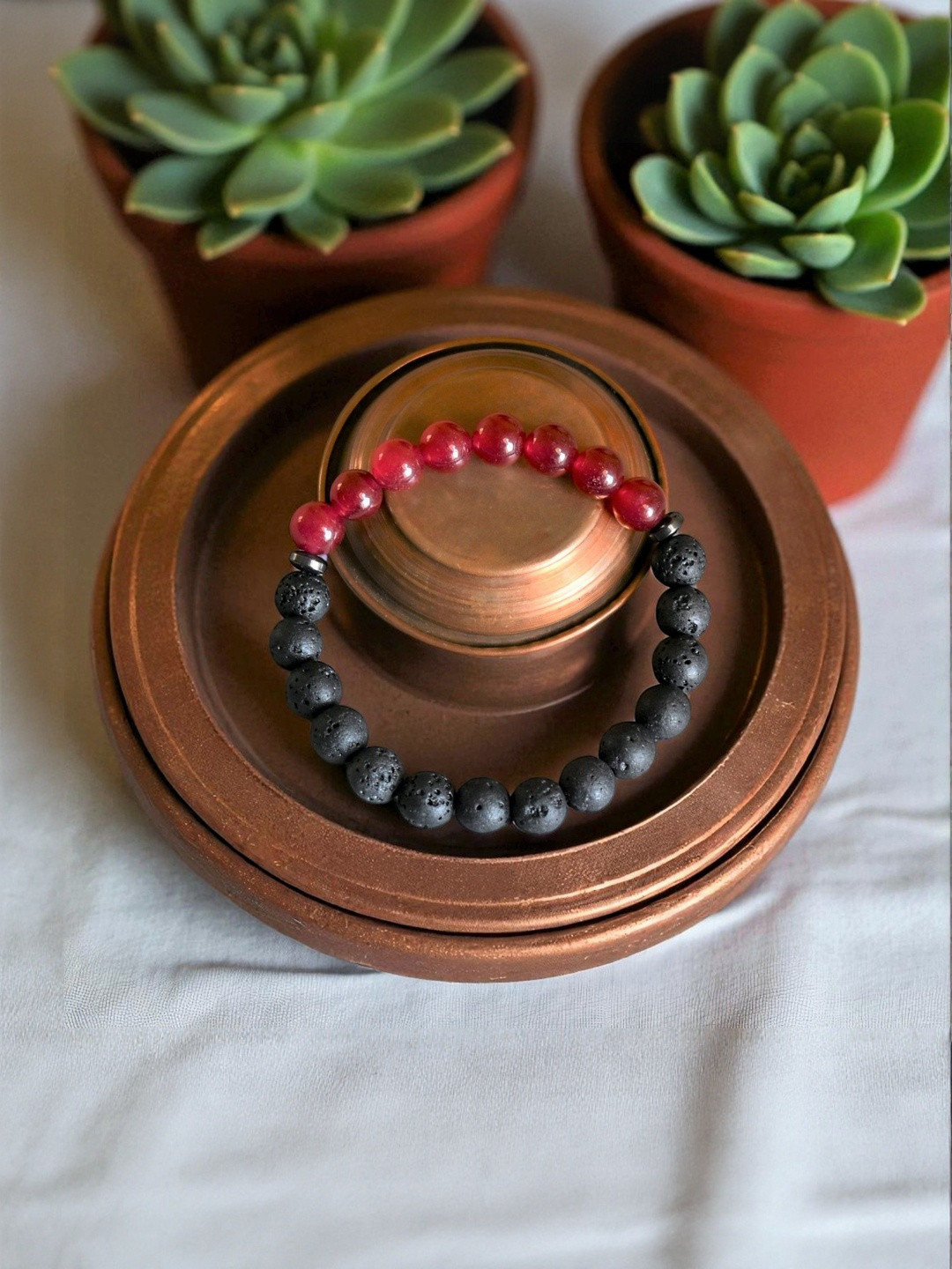 Gems Guru Unisex Pink Metal Crystals Drawstring Bracelet