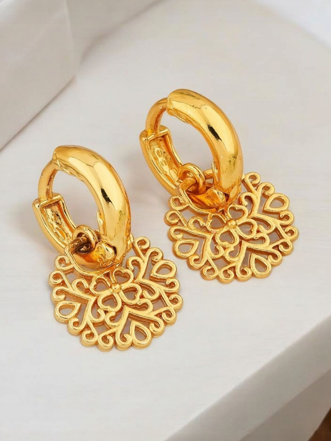 SHREE KRISHNA SHOPPING Women Gold-Plated Geometric Shape Hoop Earrings