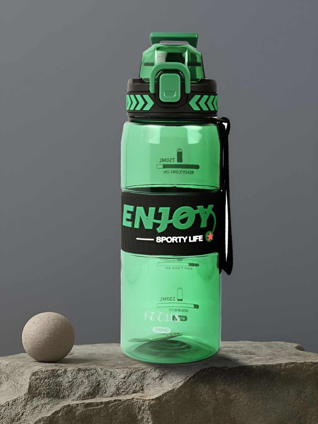 SAGEWARE Green And Black Typography Printed Fridge Safe Sipper-750 ML