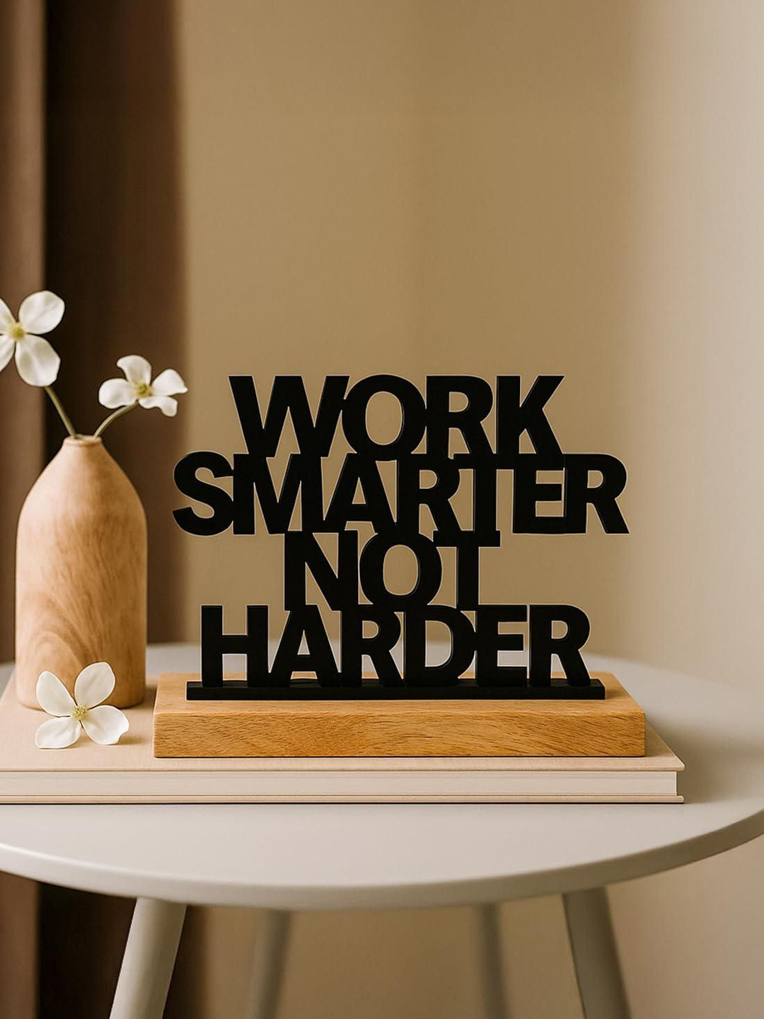 MARKET99 VON CASA Black & Brown Textured Wooden Inspirational Quote Showpieces