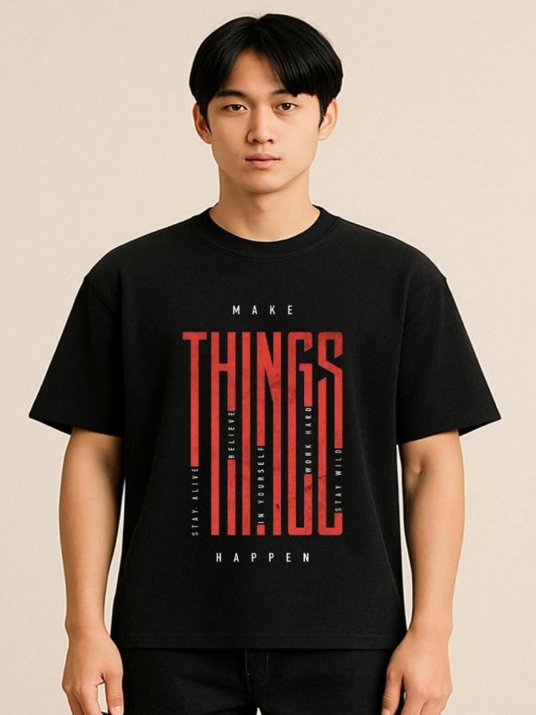 IDEAMEN Men Typography Printed T-shirt