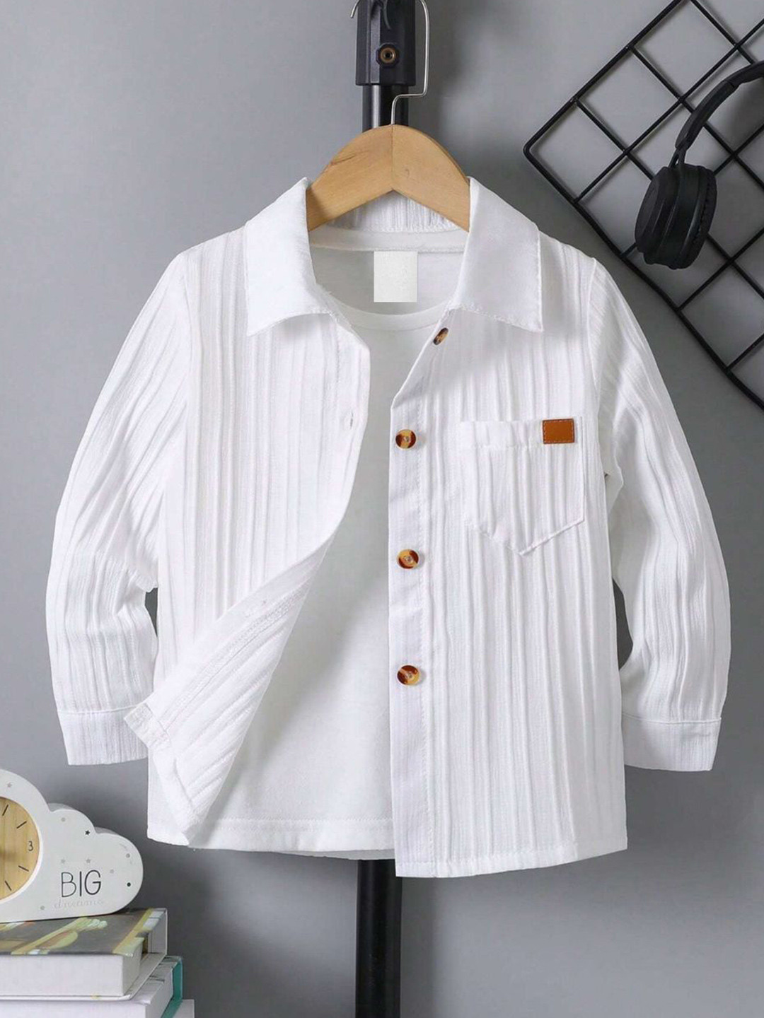 FIFTH ST Boys Textured Casual Shirt with Tshirt