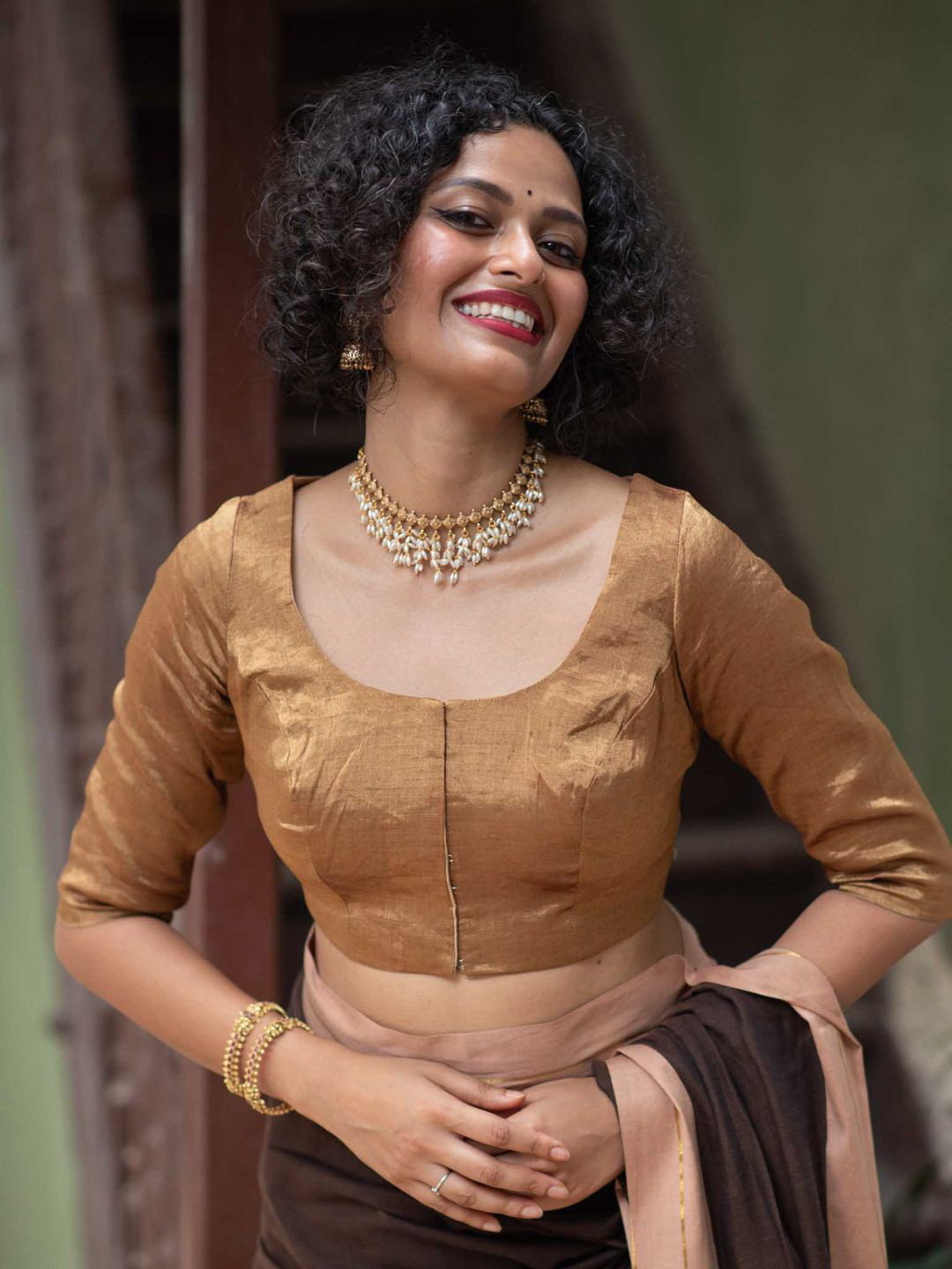 Suta Gold Chanderi Silk Blouse