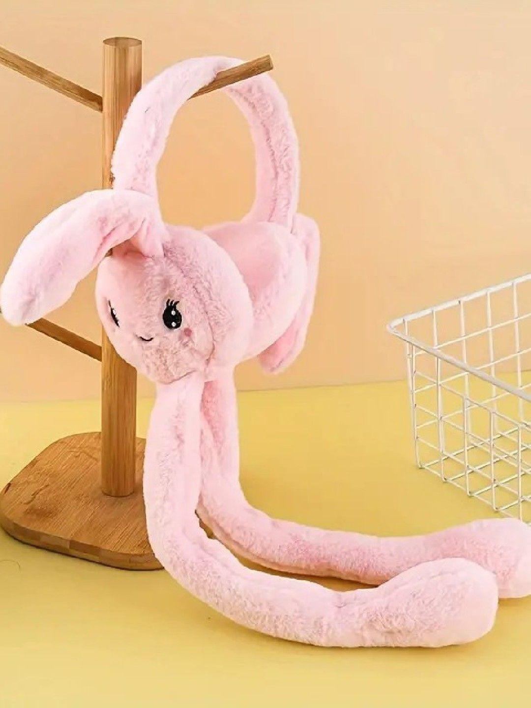 PIFTIF Women Moving Ears Cute Bunny Wool Winter Earmuffs Warm Pump Cap