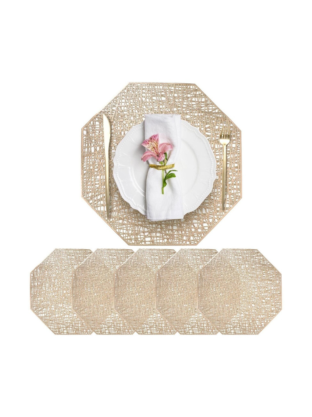 LaVichitra Gold Toned Pack of 2 Table Placemat