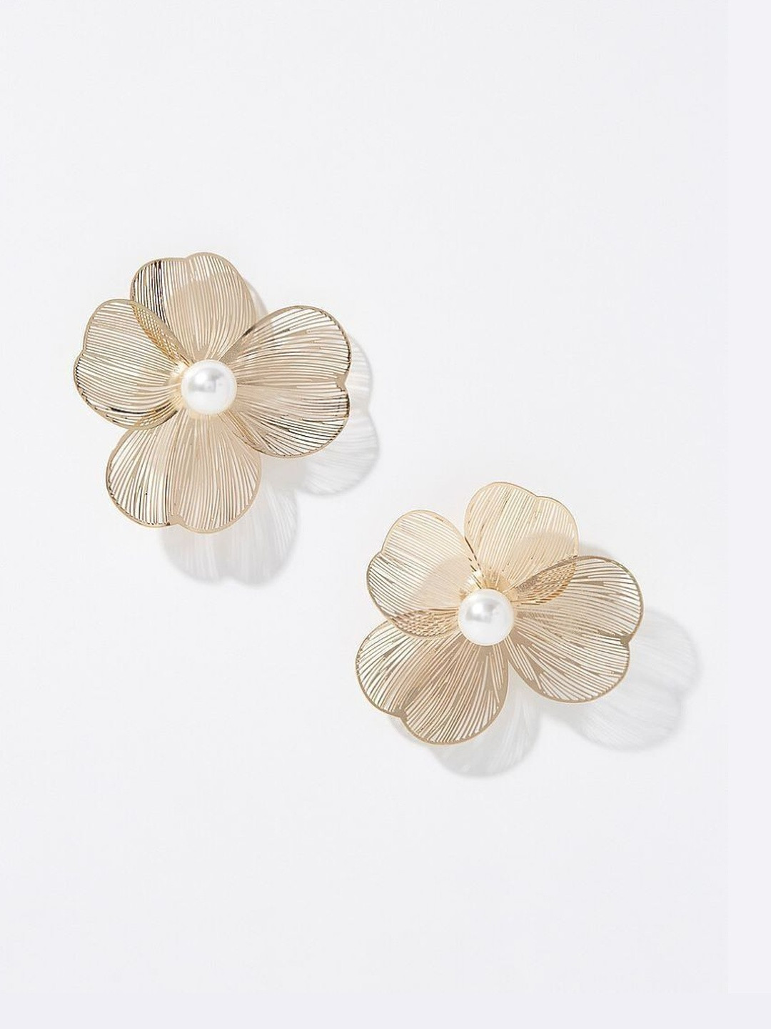 Jewelfy Women Alloy Flower Studs Earrings