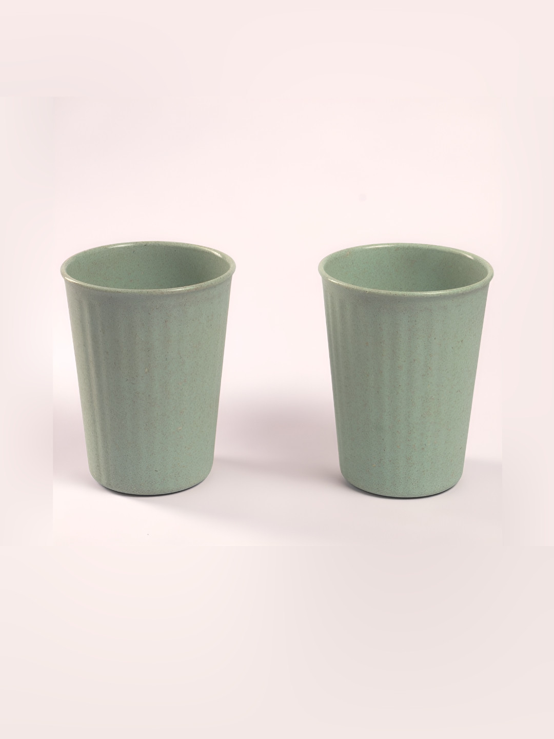 IRIDA NATURALS Green 2 Pieces Textured Rice Husk Matte Cups-360 ml Each