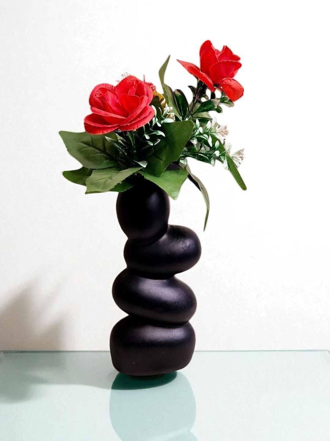 Eleven To Eleven Decor Black Stacked Pebble Vase