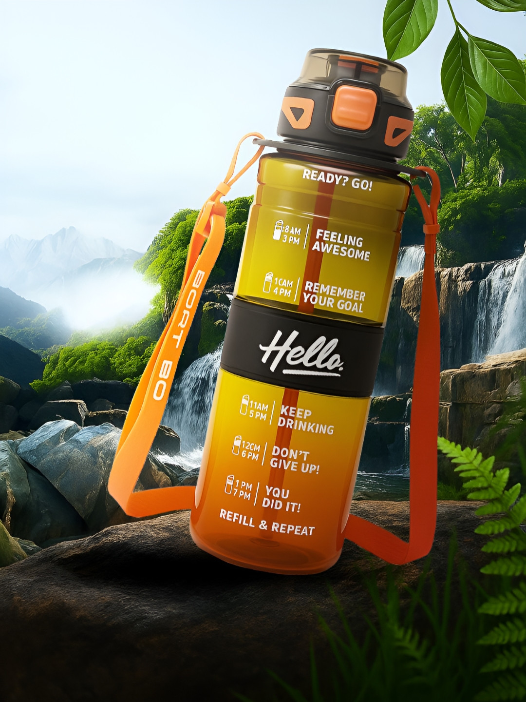 SAGEWARE Orange & White Typography Printed Fridge Safe Sipper-1000 ML