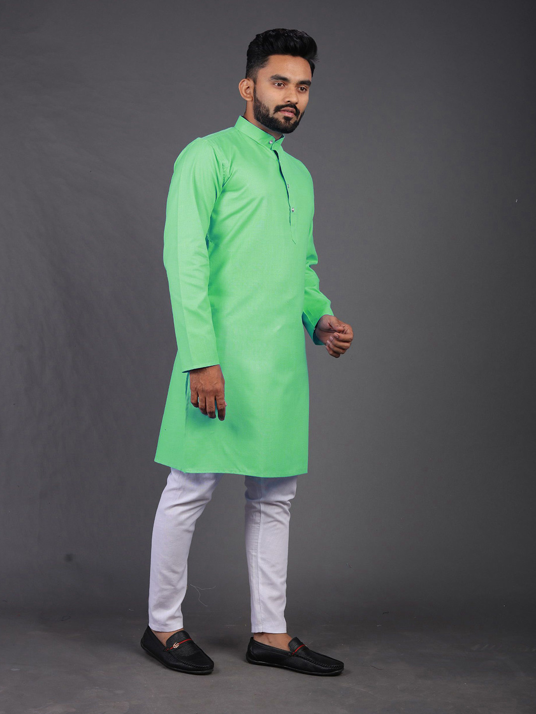 ARZU FASHION Men Mandarin Collar Straight Kurta