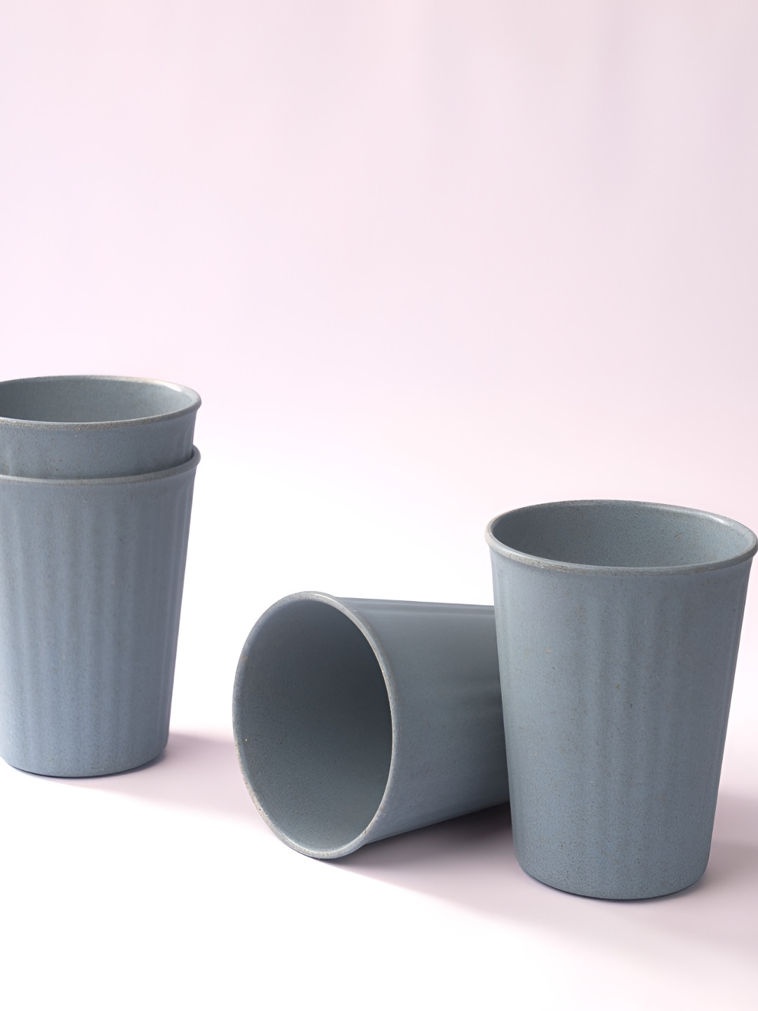 IRIDA NATURALS Blue 4 Pieces Rice Husk Dishwasher and Microwave Safe Cups 335ml