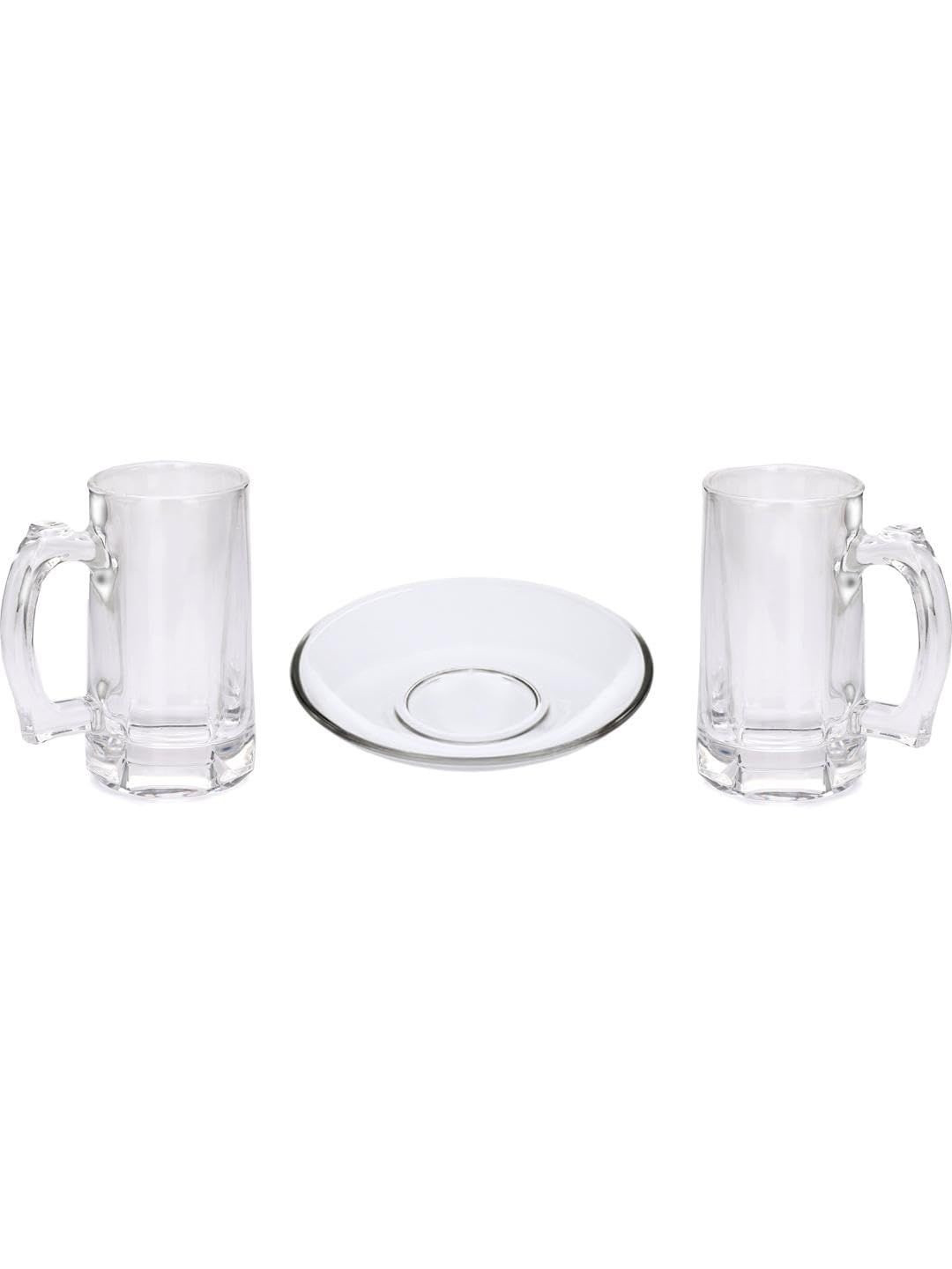 1ST TIME Transparent 3 Pieces Beer Glasses With Plate